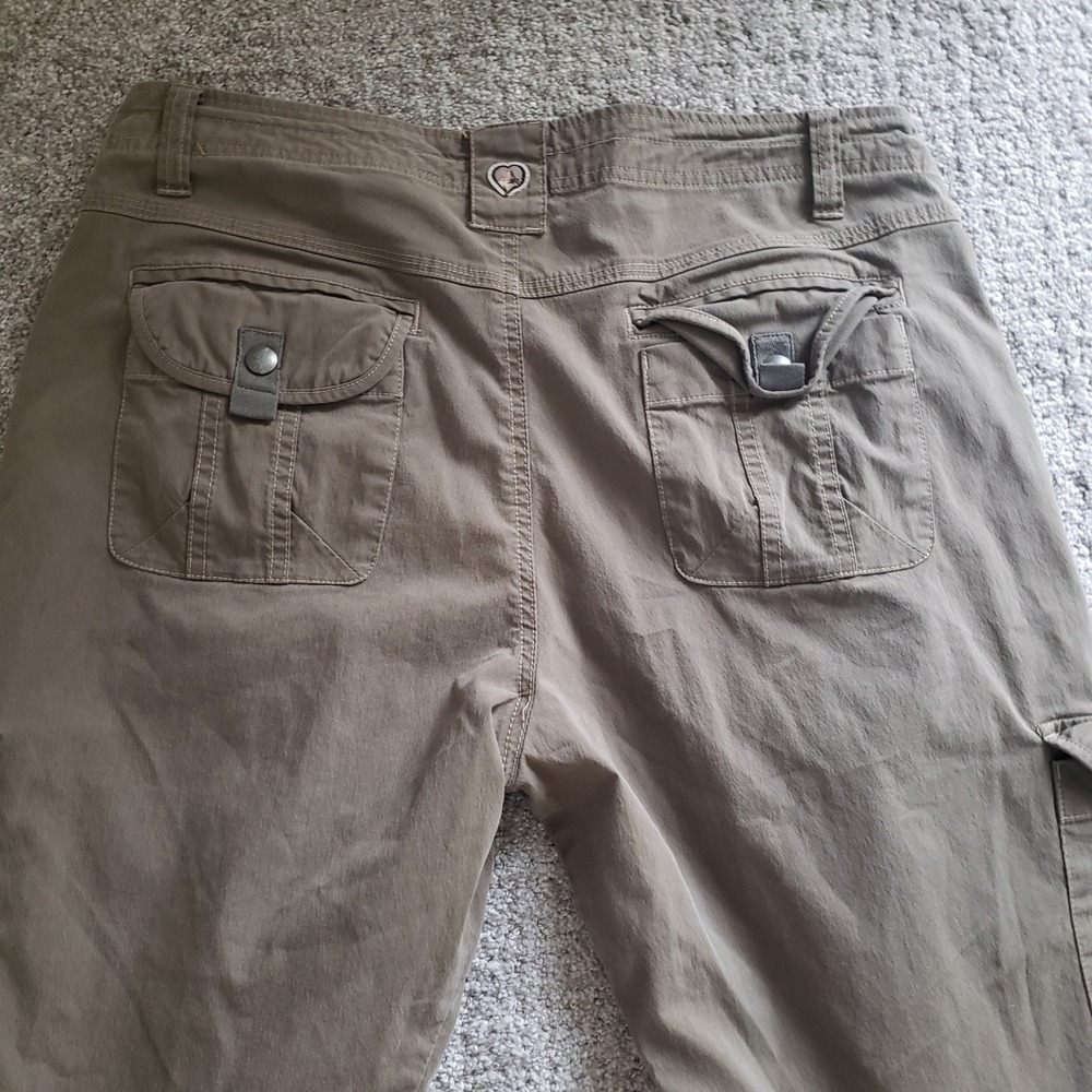Kuhl Roll Up Convertible Cargo Pants Hiking Travel Outdoor Olive Green Size 10 - Picture 12 of 13